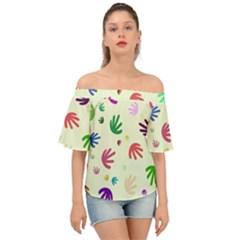 Doodle Squiggles Colorful Pattern Off Shoulder Short Sleeve Top by Ravend