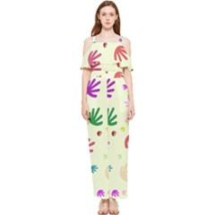 Doodle Squiggles Colorful Pattern Draped Sleeveless Chiffon Jumpsuit by Ravend