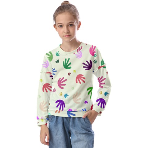 Doodle Squiggles Colorful Pattern Kids  Long Sleeve Tee With Frill  by Ravend