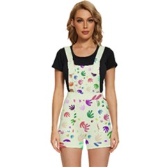 Doodle Squiggles Colorful Pattern Short Overalls by Ravend