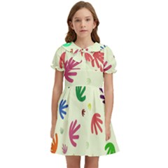 Doodle Squiggles Colorful Pattern Kids  Bow Tie Puff Sleeve Dress by Ravend