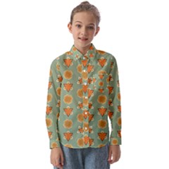 Wallpaper Background Floral Pattern Kids  Long Sleeve Shirt