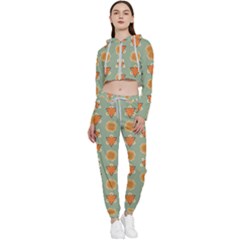 Wallpaper Background Floral Pattern Cropped Zip Up Lounge Set by Ravend