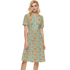 Wallpaper Background Floral Pattern Button Top Knee Length Dress by Ravend