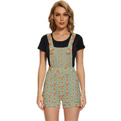 Wallpaper Background Floral Pattern Short Overalls