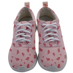 Grid Pattern Red Background Mens Athletic Shoes by Ravend