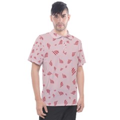 Grid Pattern Red Background Men s Polo Tee by Ravend