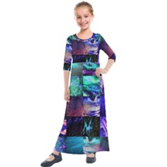 Patchwork Decorative Decor Tile Kids  Quarter Sleeve Maxi Dress by Ravend