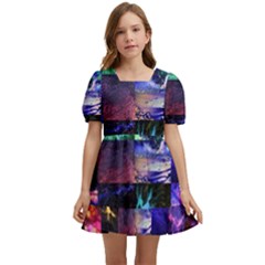 Patchwork Decorative Decor Tile Kids  Short Sleeve Dolly Dress