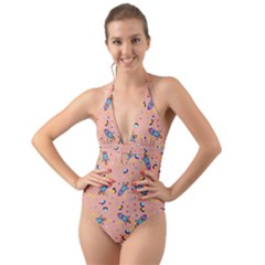 Rocket Ship Rocket Spaceship Halter Cut-out One Piece Swimsuit by Ravend