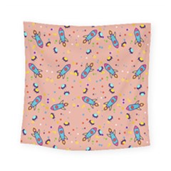 Rocket Ship Rocket Spaceship Square Tapestry (small) by Ravend