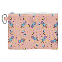 Rocket Ship Rocket Spaceship Canvas Cosmetic Bag (xl) by Ravend