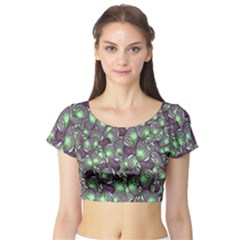 Man Butterfly Drawing Motif Pattern Short Sleeve Crop Top by dflcprintsclothing