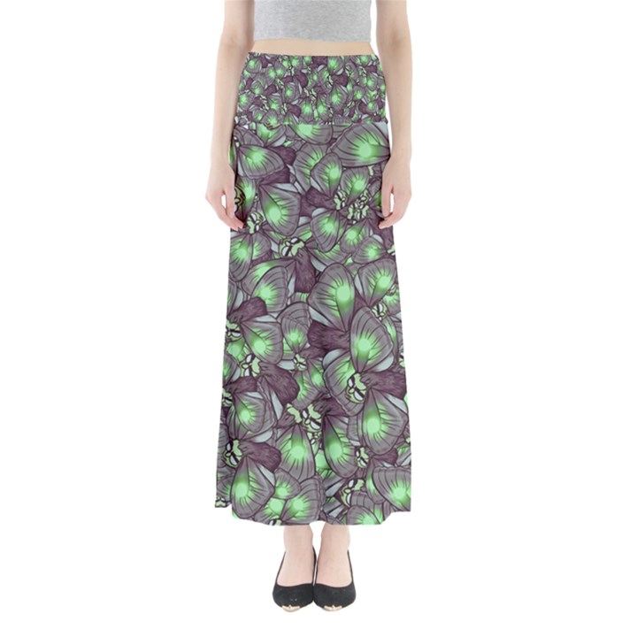 Man Butterfly Drawing Motif Pattern Full Length Maxi Skirt