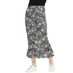 Man Butterfly Drawing Motif Pattern Maxi Fishtail Chiffon Skirt