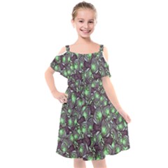 Man Butterfly Drawing Motif Pattern Kids  Cut Out Shoulders Chiffon Dress by dflcprintsclothing