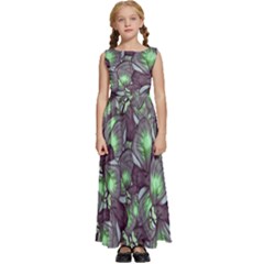 Man Butterfly Drawing Motif Pattern Kids  Satin Sleeveless Maxi Dress by dflcprintsclothing