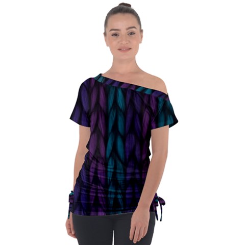 Background Off Shoulder Tie-up Tee by nateshop