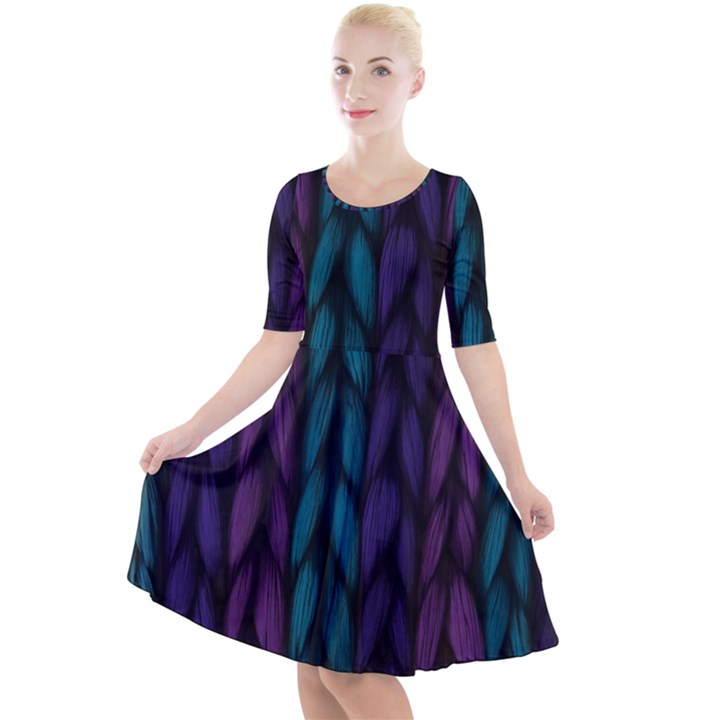 Background Quarter Sleeve A-Line Dress