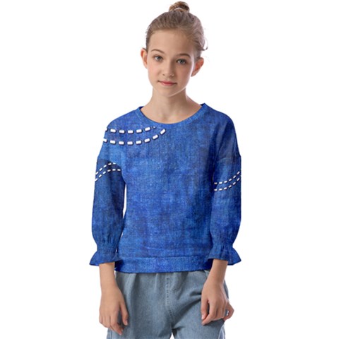 Background-jeans  Kids  Cuff Sleeve Top by nateshop