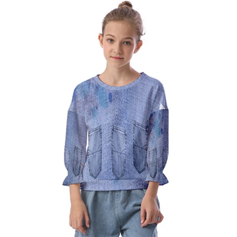 Background-jeans Kids  Cuff Sleeve Top by nateshop