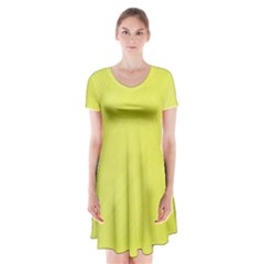 Background-texture-yellow Short Sleeve V-neck Flare Dress