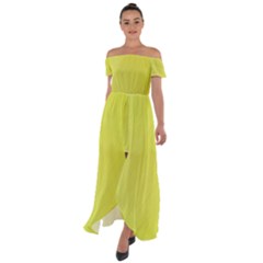 Background-texture-yellow Off Shoulder Open Front Chiffon Dress by nateshop