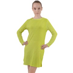 Background-texture-yellow Long Sleeve Hoodie Dress