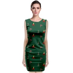 Christmas Background Green Pattern Sleeveless Velvet Midi Dress by Ravend