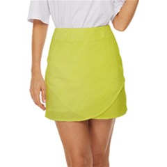 Background-texture-yellow Mini Front Wrap Skirt by nateshop