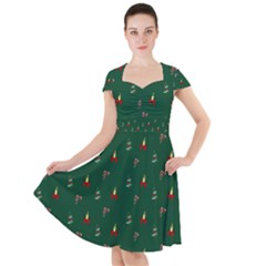 Christmas Background Green Pattern Cap Sleeve Midi Dress by Ravend