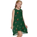 Christmas Background Green Pattern Kids  Frill Swing Dress View3