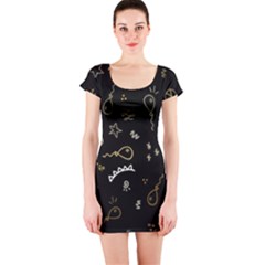 Background Graphic Beautiful Short Sleeve Bodycon Dress by Ravend