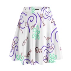 Background Pattern Wallpaper Fish High Waist Skirt