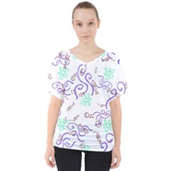 Background Pattern Wallpaper Fish V-neck Dolman Drape Top by Ravend