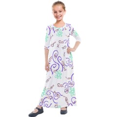 Background Pattern Wallpaper Fish Kids  Quarter Sleeve Maxi Dress