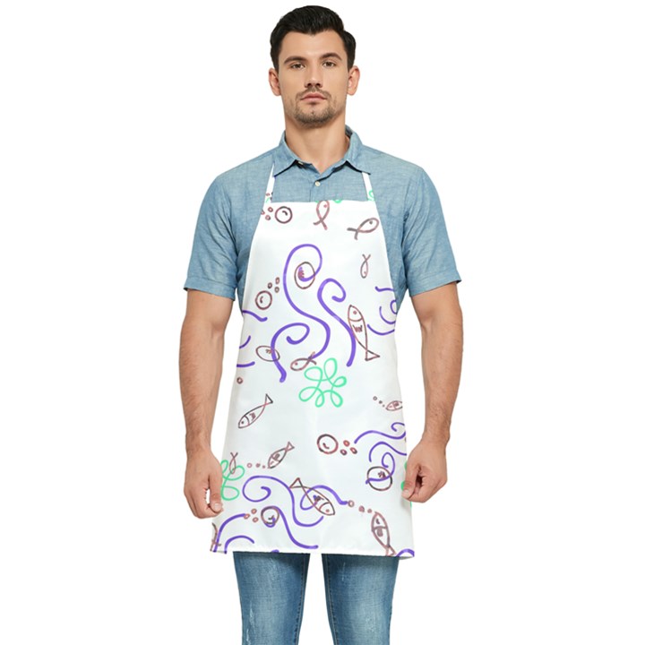 Background Pattern Wallpaper Fish Kitchen Apron