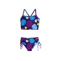 Leaves Patternwallpaper Foliage Girls  Tankini Swimsuit by Ravend