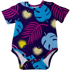 Leaves Patternwallpaper Foliage Baby Short Sleeve Onesie Bodysuit by Ravend