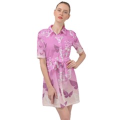 Background Pattern Texture Design Belted Shirt Dress by Ravend