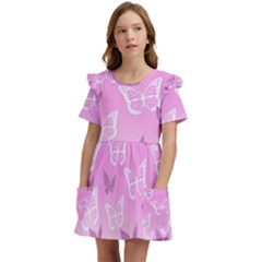 Background Pattern Texture Design Kids  Frilly Sleeves Pocket Dress by Ravend