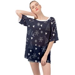 Tree Christmas Xmas Snow Oversized Chiffon Top by Ravend