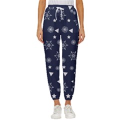 Tree Christmas Xmas Snow Cropped Drawstring Pants by Ravend