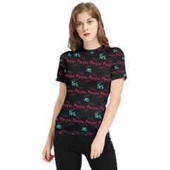 Doodle Lettering Background Women s Short Sleeve Rash Guard by Ravend