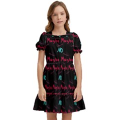 Doodle Lettering Background Kids  Puff Sleeved Dress by Ravend