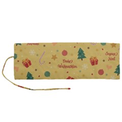 Christmas Treecandy Cane Snowflake Roll Up Canvas Pencil Holder (m) by Ravend