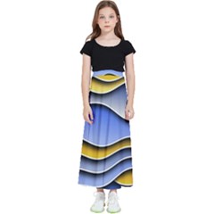 Background Abstract Wave Colorful Kids  Flared Maxi Skirt by Ravend