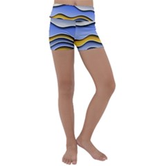 Background Abstract Wave Colorful Kids  Lightweight Velour Yoga Shorts by Ravend