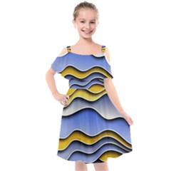 Background Abstract Wave Colorful Kids  Cut Out Shoulders Chiffon Dress by Ravend