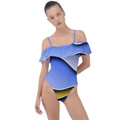 Background Abstract Wave Colorful Frill Detail One Piece Swimsuit by Ravend